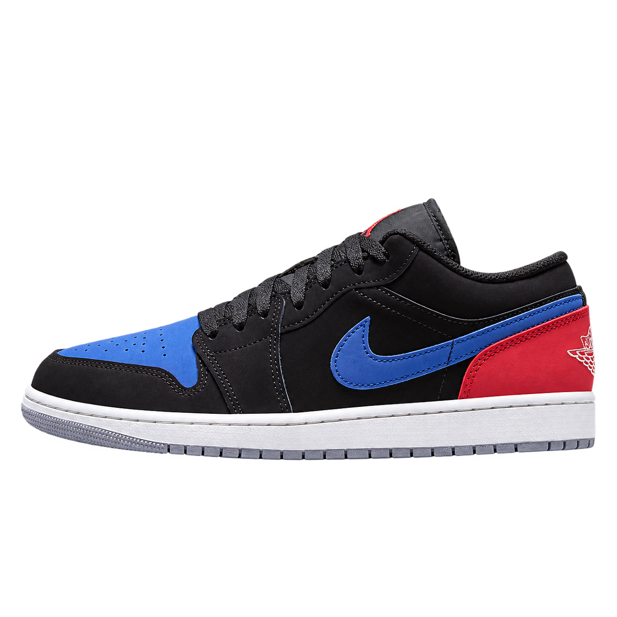 Air Jordan 1 Low — Black / Summit White / True Blue / Varsity Red / Cement Grey