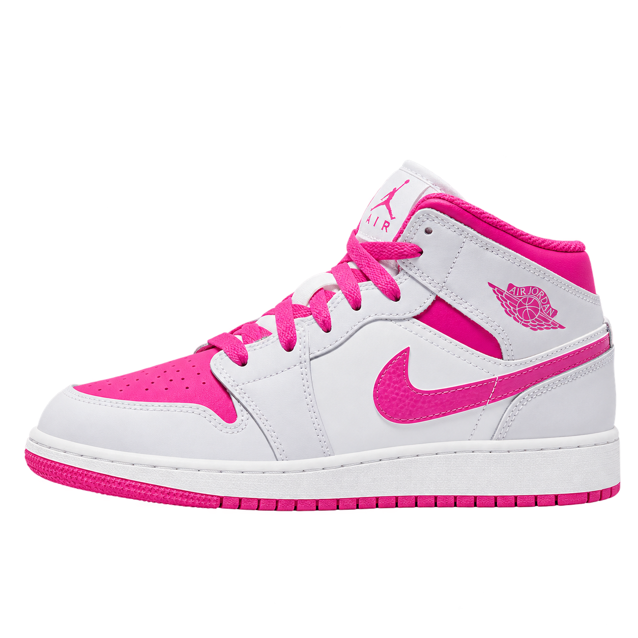 Air Jordan 1 Mid — Iris Whisper / Fire Pink / White