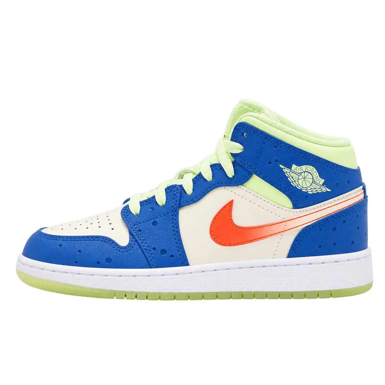 Air Jordan 1 Mid — Game Royal / Pale Ivory / Barely Volt / Infrared / White